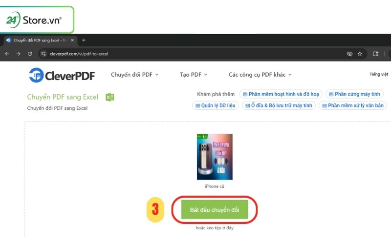 cách chuyển pdf sang excel online bằng clever pdf