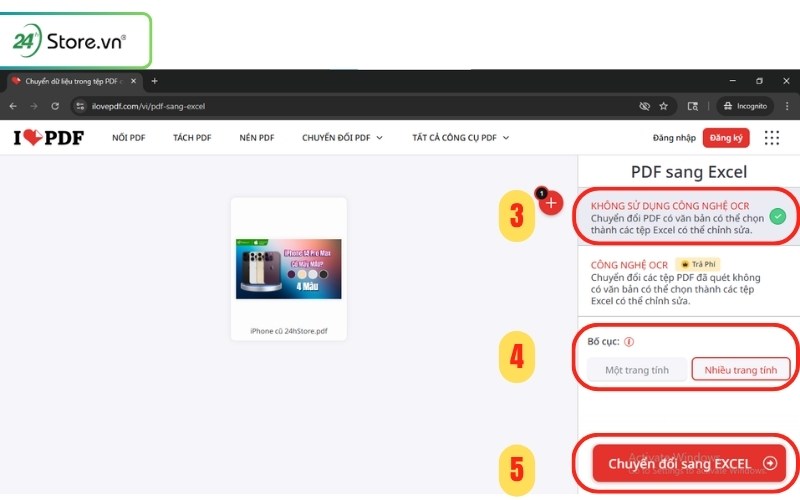 cách chuyển pdf sang excel miễn phí bằng ilovepdf