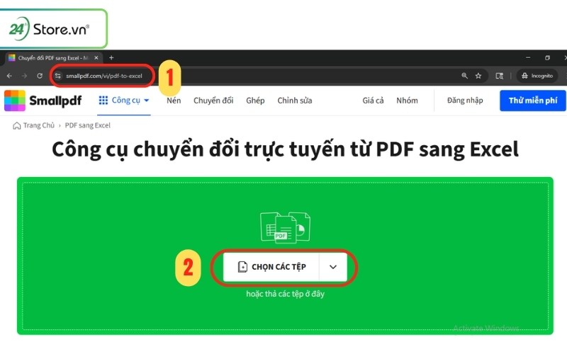 chuyển pdf sang excel bằng smallpdf