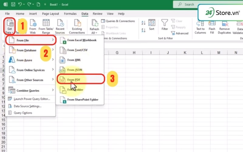 chuyển pdf sang excel trực tiếp bằng excel
