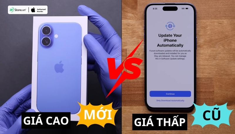 so sánh iphone 16 cũ so với iphone 16 mới