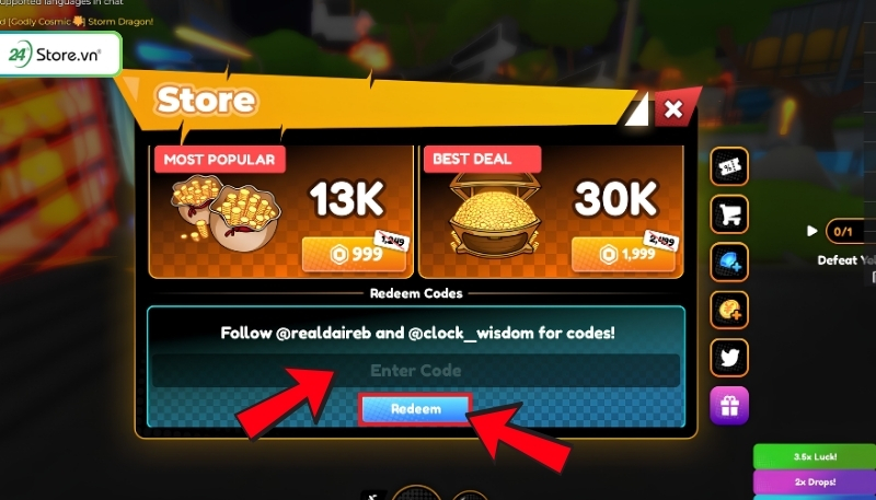 Nhập mã code Anime Champions Simulator B3