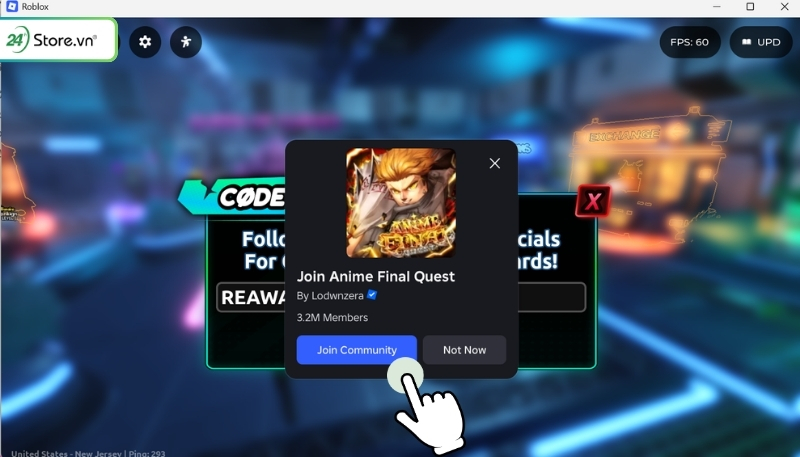 Yêu cầu nhập code Anime Final Quest