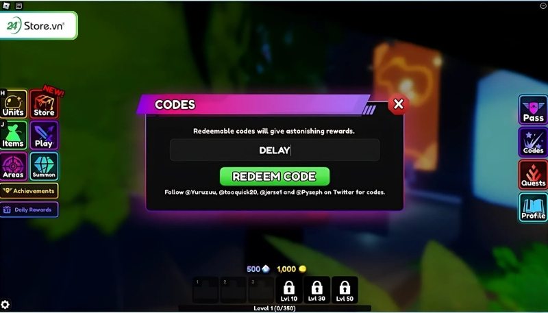 Tổng hợp giftcode mới nhất Anime Vanguards