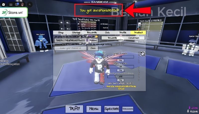 Hướng dẫn nhập code Azure Latch Roblox B3