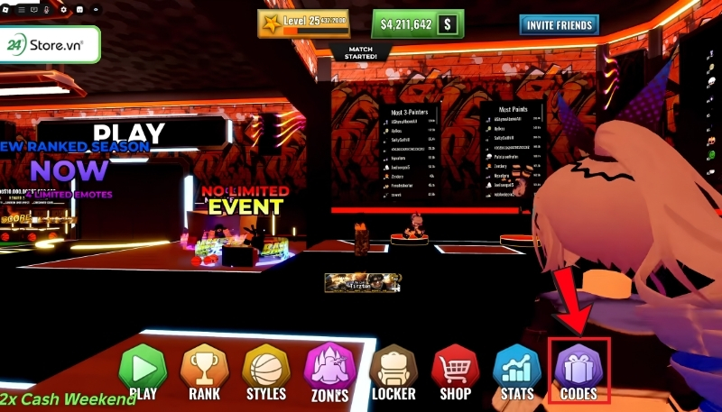 Cách nhập giftcode Basketball Zero B1