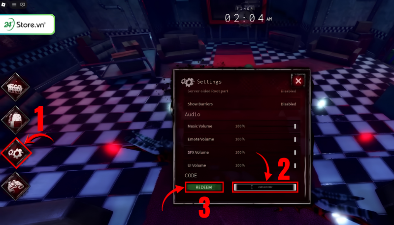 Cách nhập Code Bite By Night Roblox