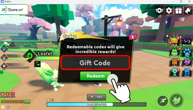 Hướng dẫn nhập code Catch a Monster