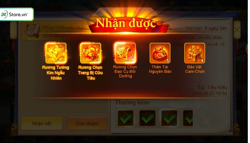 bước 3 vào thư và nhận quà