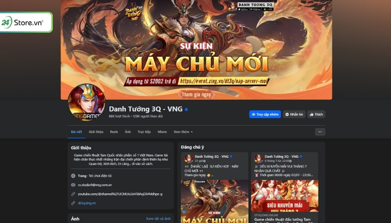 Facebook chính thức của Danh Tướng 3Q