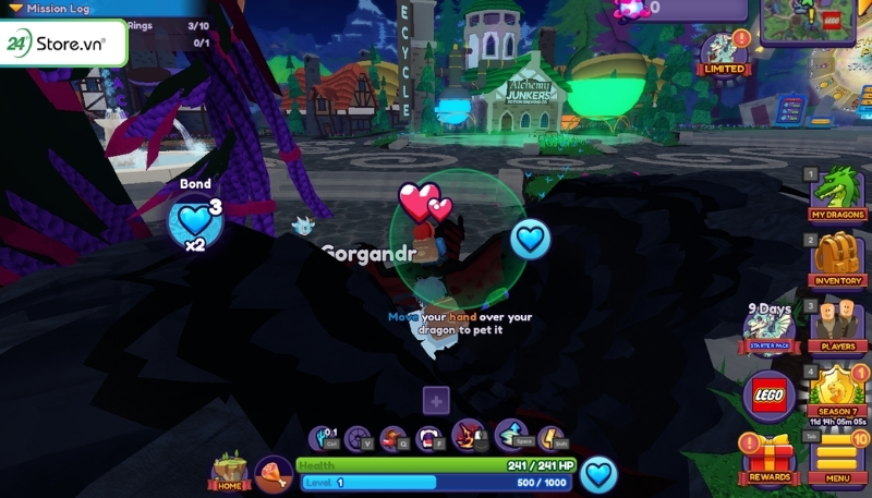 Chăm sóc và nâng cấp rồng trong game Dragon Adventures
