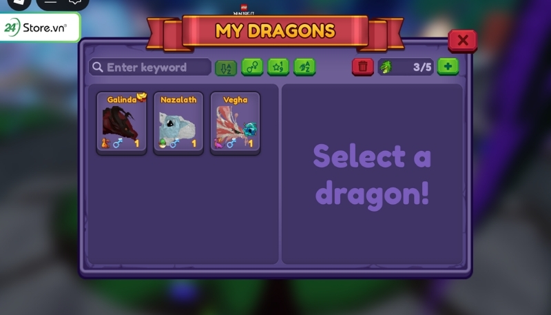 Chọn rồng trong Dragon Adventures