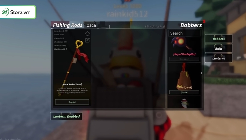 Nâng cấp trang bị trong game Fisch