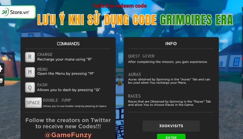 Lưu ý khi sử dụng code Grimoires Era