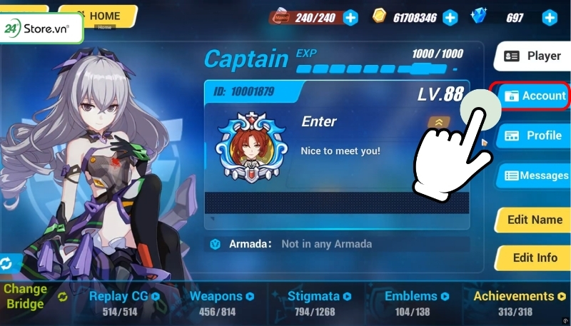 Cách nhập code Honkai Impact 3