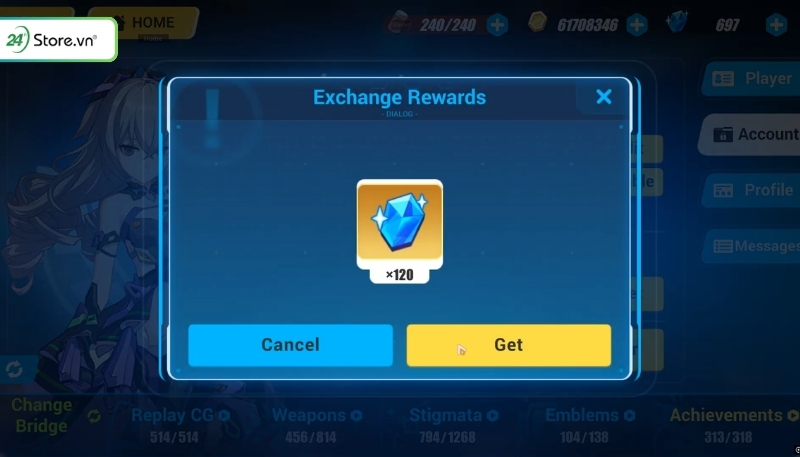 Nhập code Honkai Impact 3 thành công