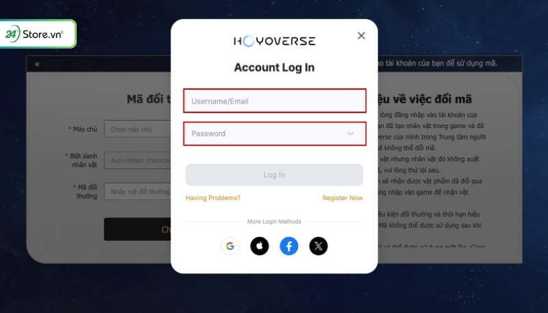 Cách nhập mã Code Honkai: Star Rail trên web B2