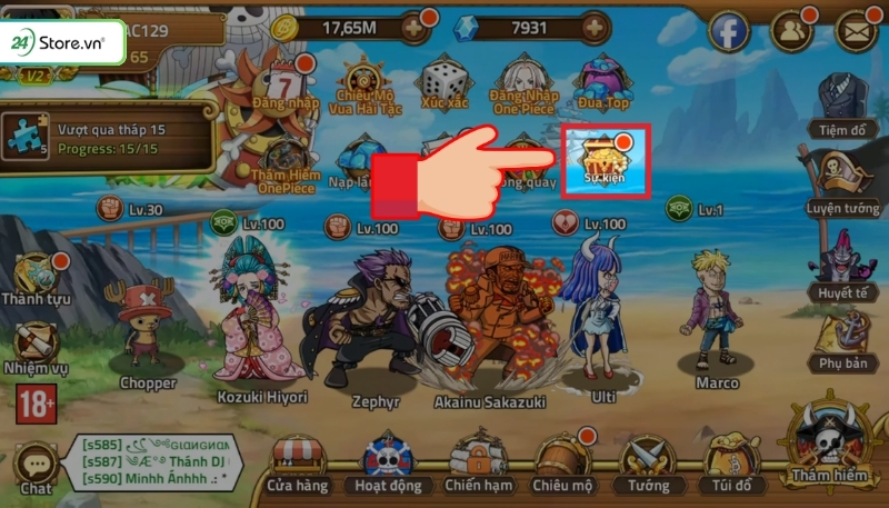 Hướng dẫn nhận quà Huyền Thoại Hải Tặc chi tiết