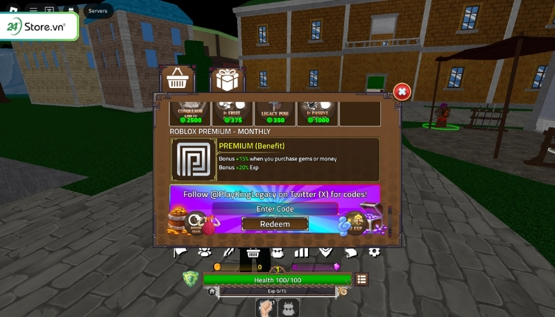 Cách nhập code trong game King Legacy