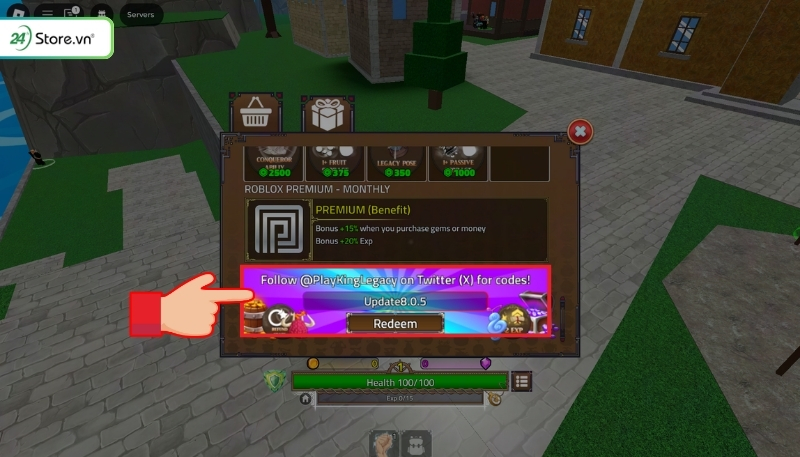 Cách nhập giftcode trong game King Legacy