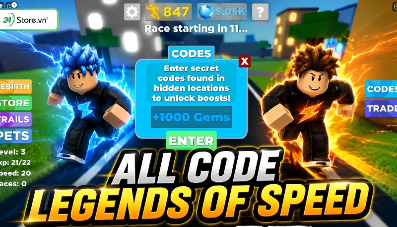 Cách săn code Legends Of Speed miễn phí