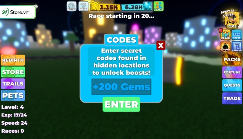 Nhập code Legends Of Speed hoàn toàn miễn phí