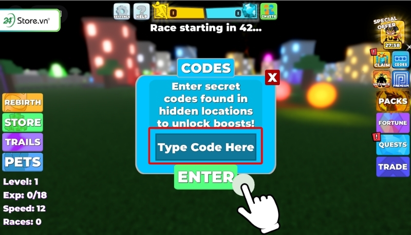 Nhập code Legends Of Speed mới nhất 2026