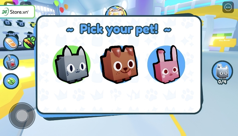 Chọn thú cưng trong Pet Simulator X