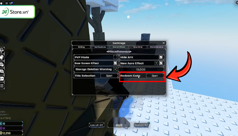 Cách nhập Code Sol's RNG bước 3