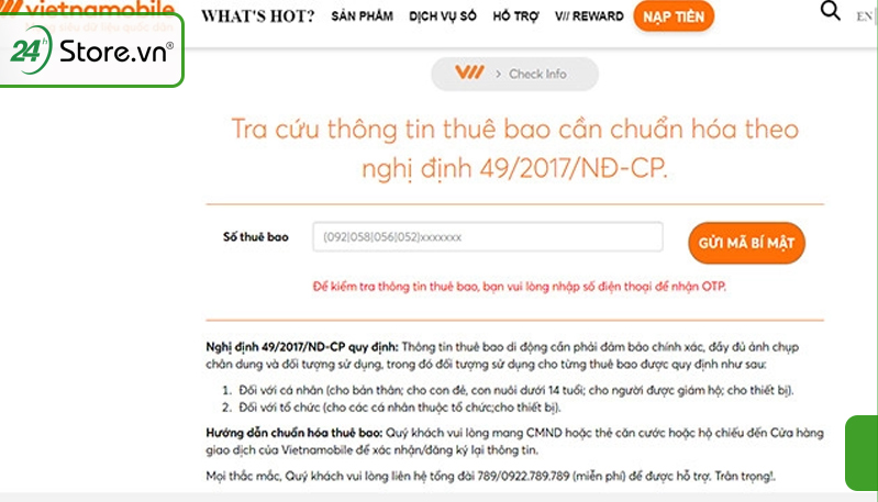 Cách đăng ký SIM chính chủ mạng Vietnamobile
