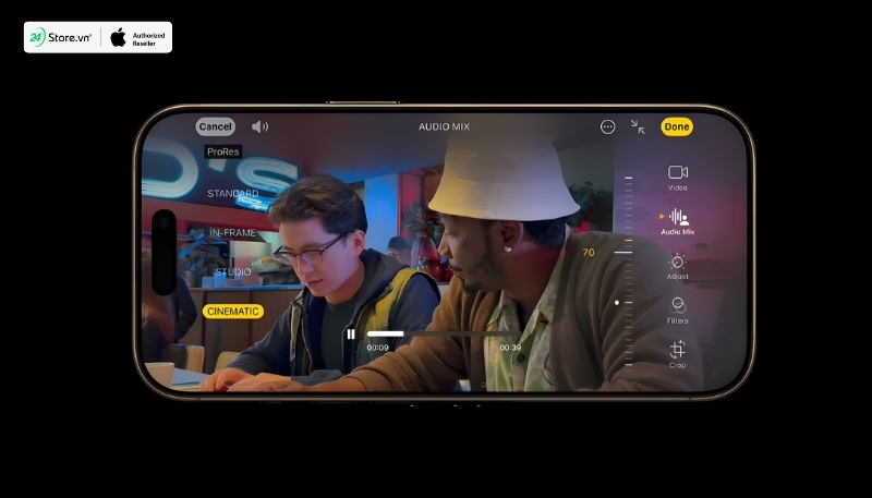 chế độ audio mix khi quay phim trên iphone 16 pro