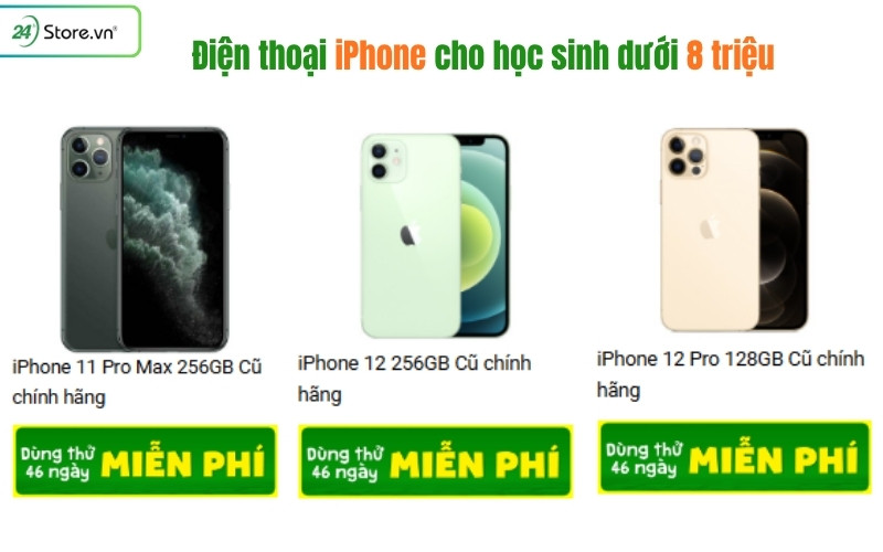 điện thoại iphone cho học sinh dưới 8 triệu