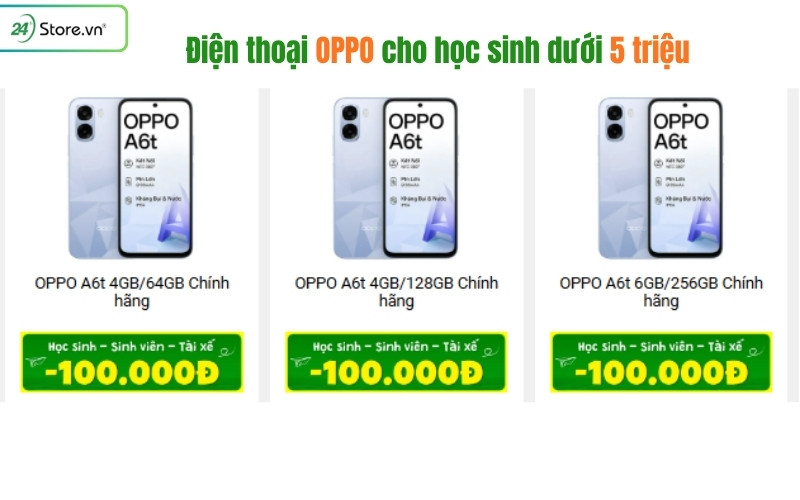 điện thoại oppo cho học sinh dưới 5 triệu