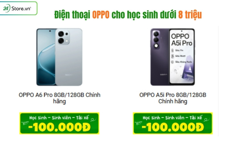 điện thoại oppo cho học sinh dưới 8 triệu