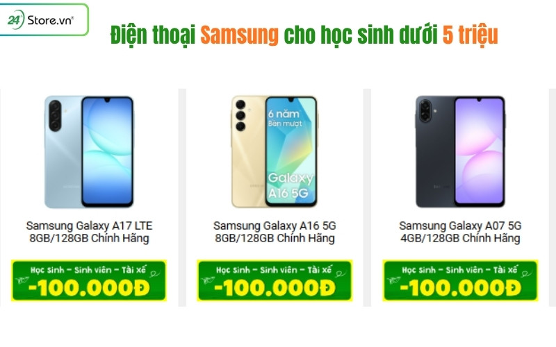 điện thoại samsung cho học sinh dưới 5 triệu