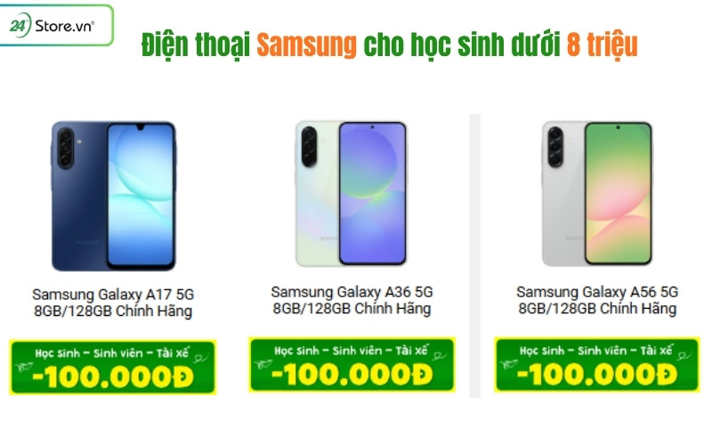 điện thoại samsung cho học sinh dưới 8 triệu