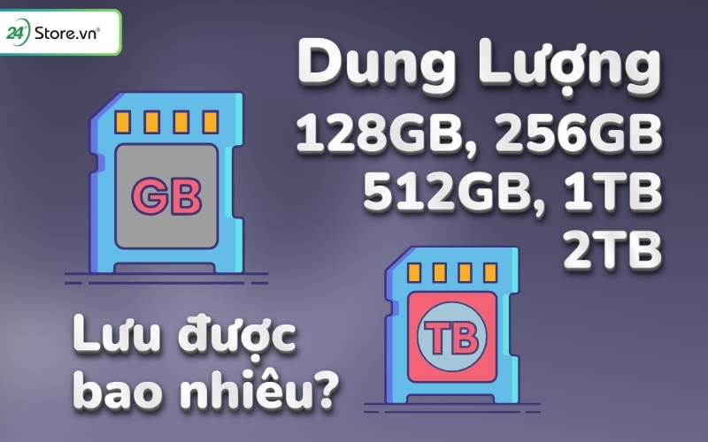 dung lượng 128gb, 256gb,512gb,1tb, 2tb lưu được bao nhiêu