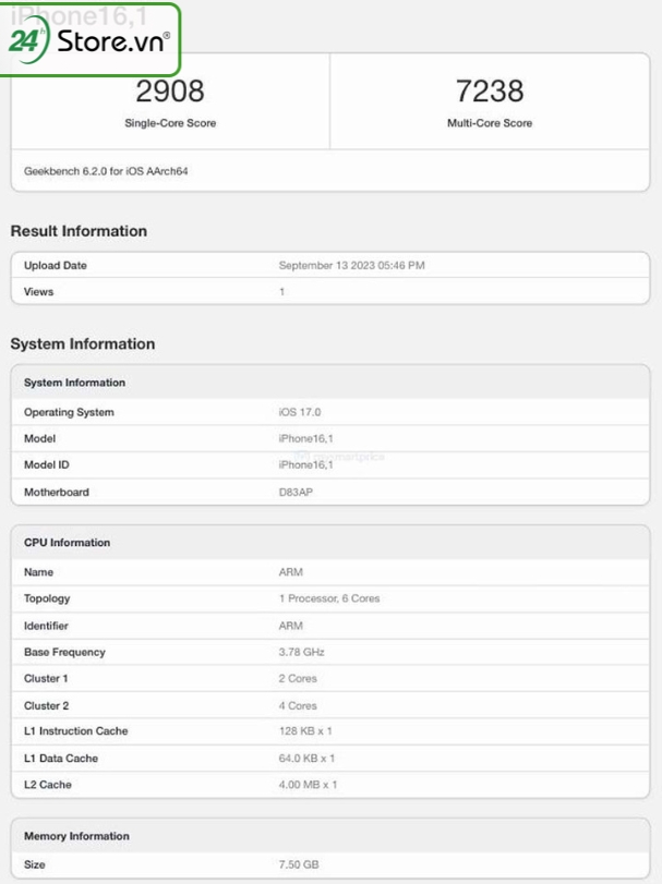 Điểm Geekbench của iPhone 15 Pro Điểm Geekbench của iPhone 15 Pro