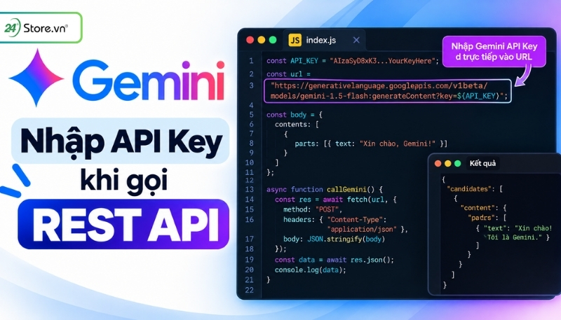 Nhập Gemini API Key khi gọi REST API
