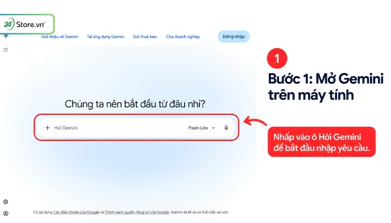 Cách dùng Gemini bản trên web B1