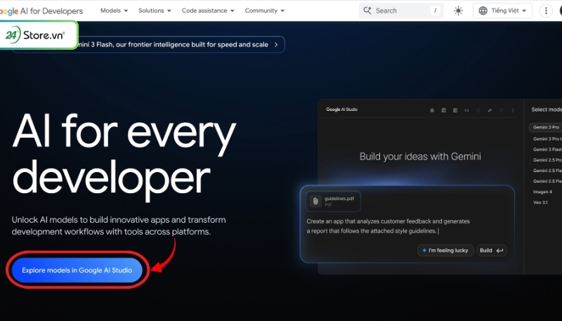 Cách lấy API từ Google AI Studio B1