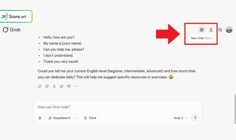 Cách tạo cuộc nói chuyện mới trên Grok AI