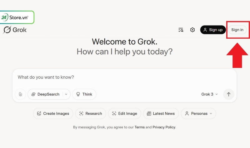 Đăng nhập Grok AI chatbot