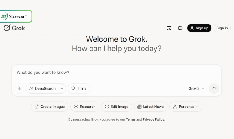 Giao diện Grok AI chatbot