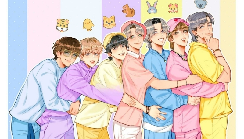 Background bts anime siêu đẹp full HD máy tính
