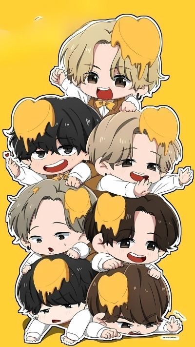 Wallpaper bts chibi đáng yêu cho dế