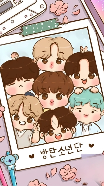 Wallpaper bts chibi ngộ nghĩnh đáng yêu