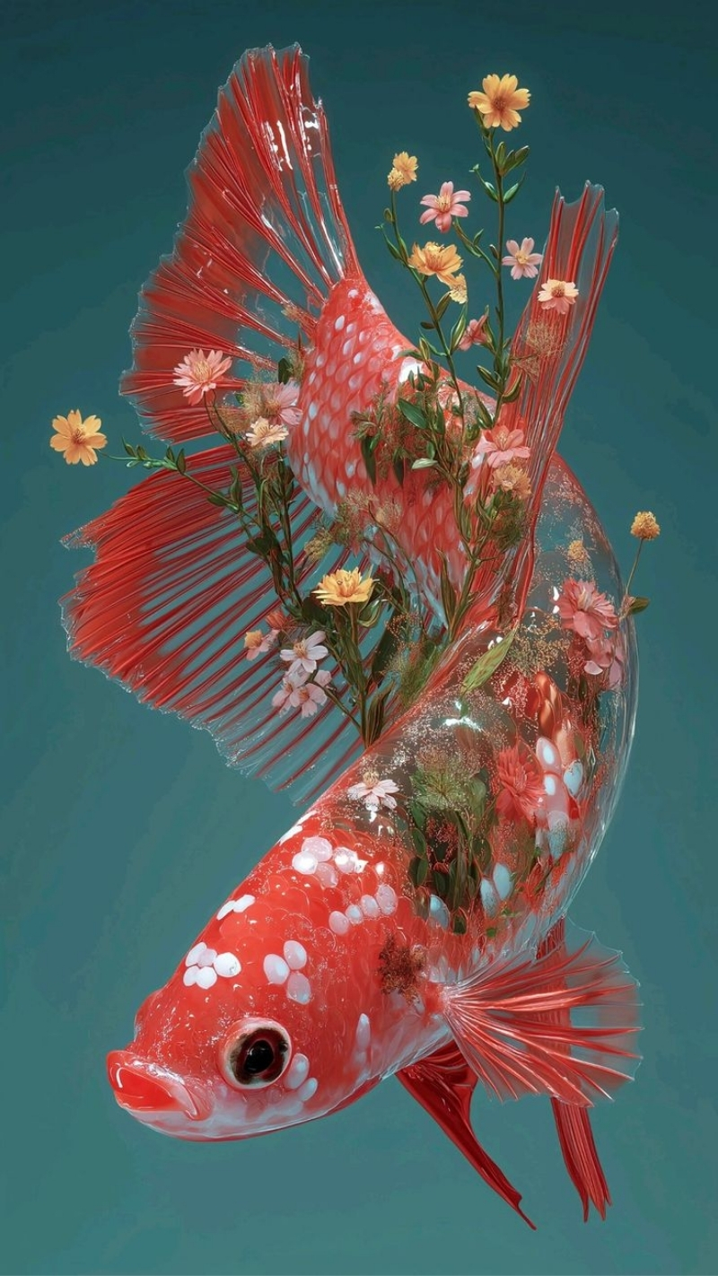 Ảnh nền cá 3D cute sinh động