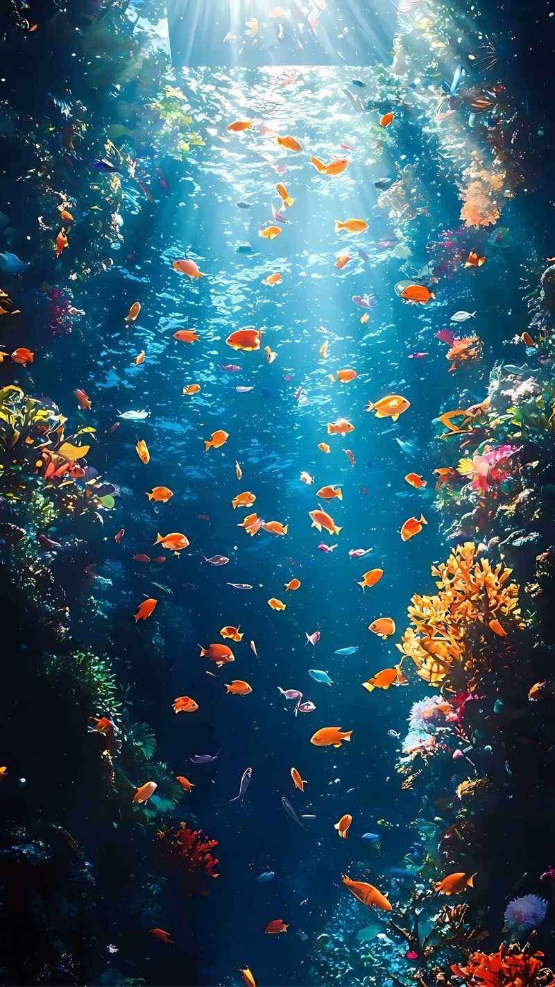 Ảnh nền cá 3D sống động tự nhiên