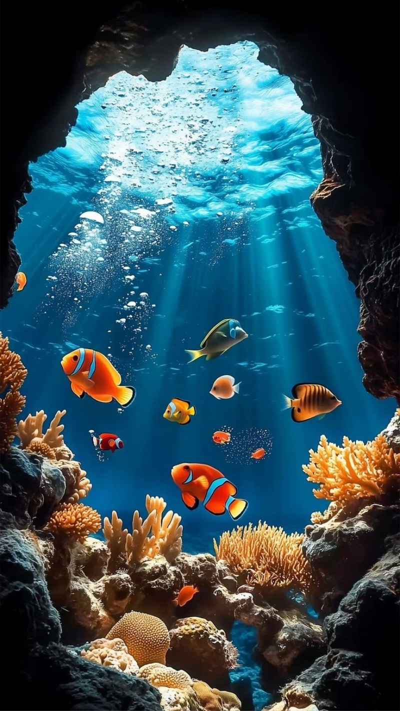 Ảnh nền cá 3D sống động tươi mới